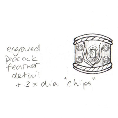 2 – Sketch of peacock cuff ring2