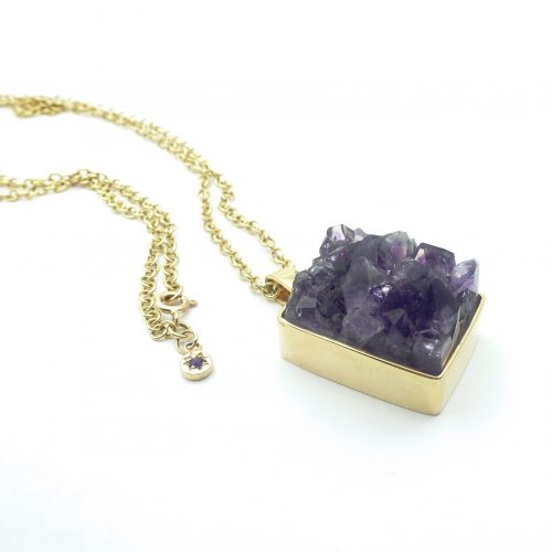 Geode Amethyst Long Pendant by W&W Jewellery