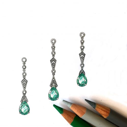 Emerald & Diamond earrings2