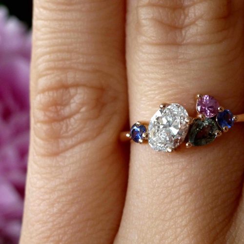 Sapphire and diamond engagement ring