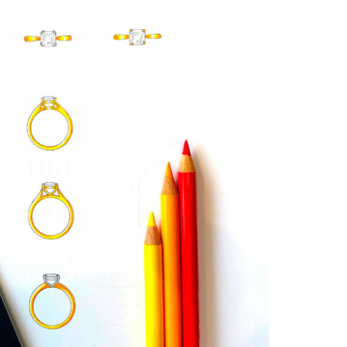 Sketch of rose gold engagement ring
