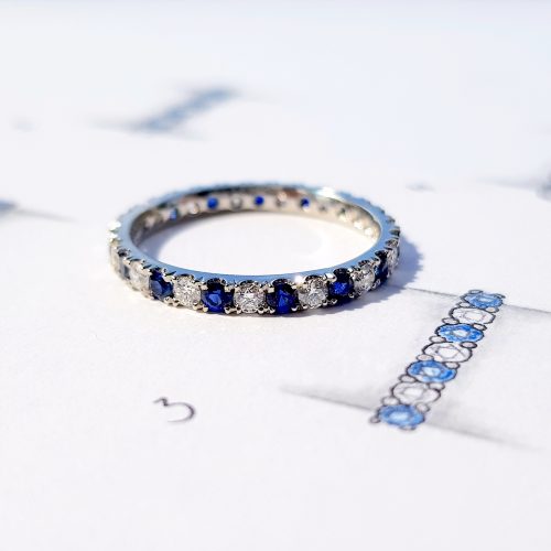 J2440 Sapphire and Diamond Cut Down Set Eternity ring