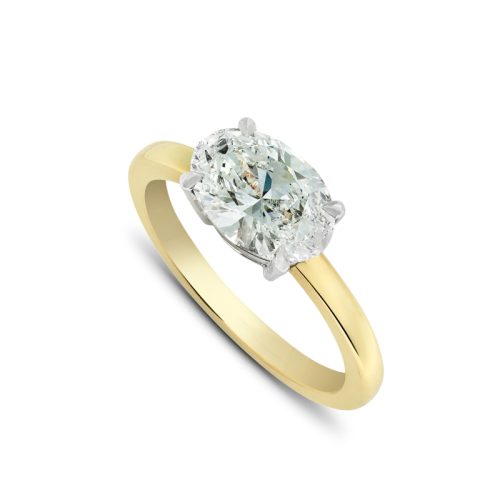 East to West diamond solitaire bespoke engagement ring
