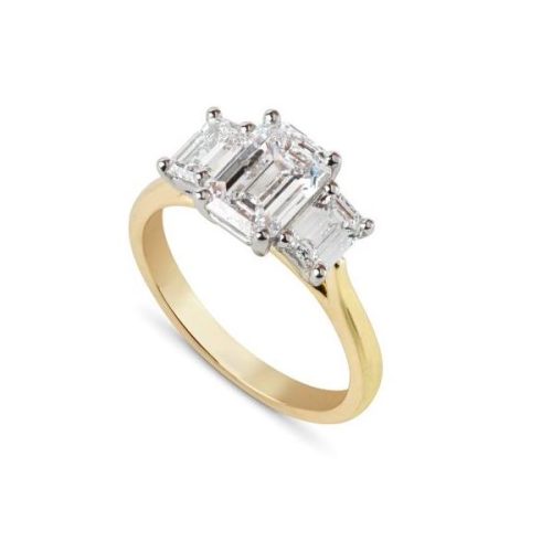 Emerald Cut Diamond Three Stone Ring