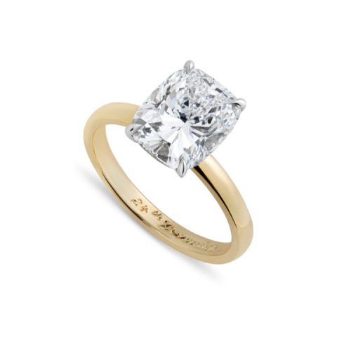 Gold & Cushion Cut Diamond Ring