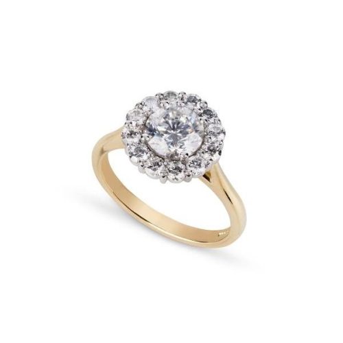 Gold & Diamond Halo Ring