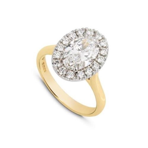 Gold & Diamond Oval Halo Ring