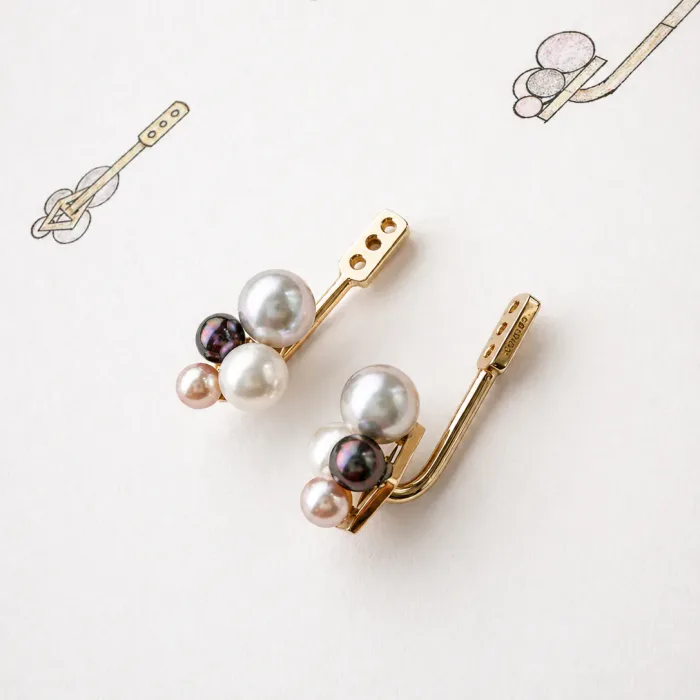 Bespoke Pearl Earring Drops in yellow gold