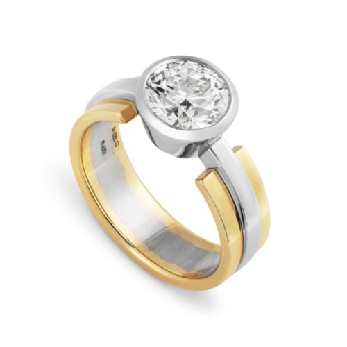 Platinum and gold diamond bespoke engagement ring