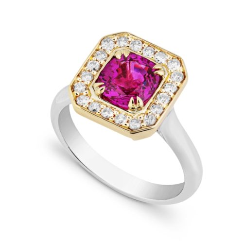 Platinum and Gold Framed Halo Ring