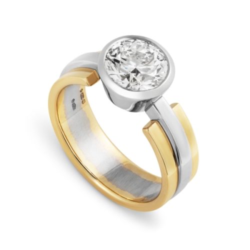 Platinum & Gold Single Stone Ring