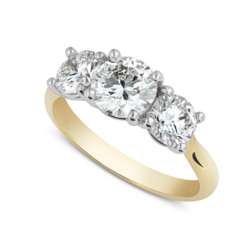 Three stone round brilliant cut diamond bespoke engagement ring