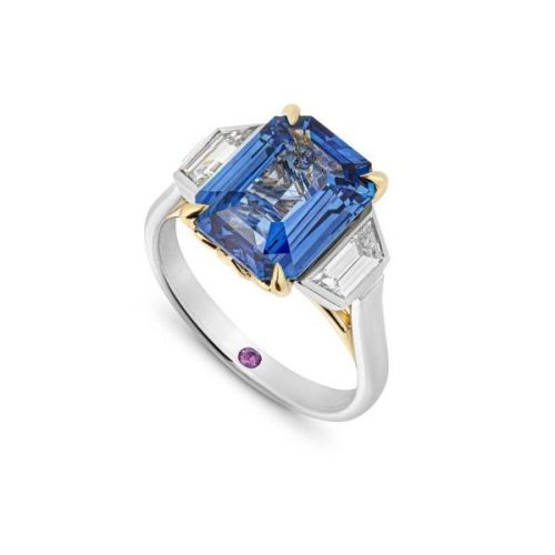 Sapphire & Diamond Three Stone Ring