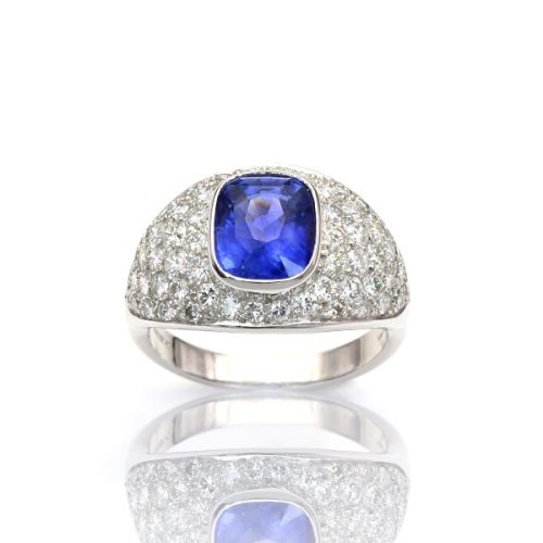 Sapphire & Pave Diamond Ring