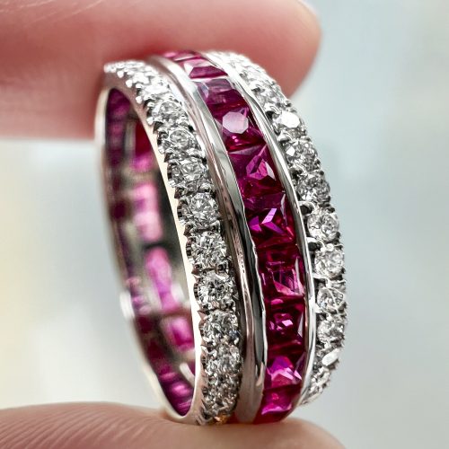 Ruby and Dia Ring Front Fingers