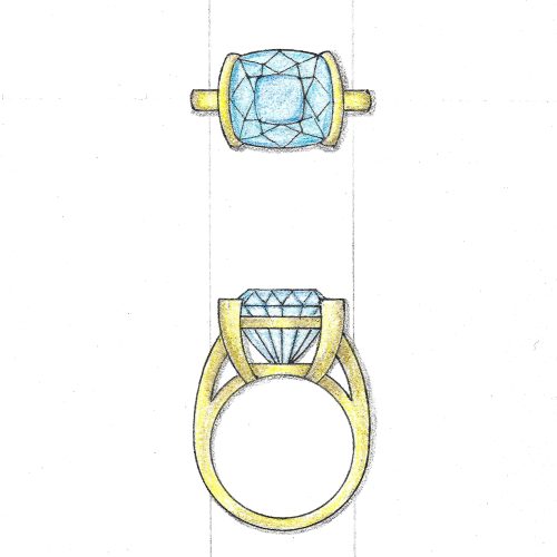 Aquamarine solitaire bespoke ring