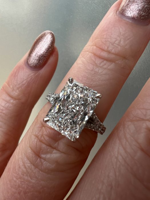 Radiant Cut Diamond Engagement Ring with Secret Halo