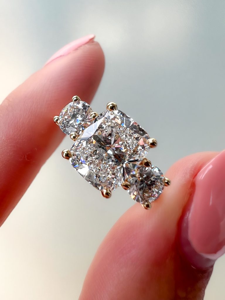 Bespoke three-stone diamond engagement ring