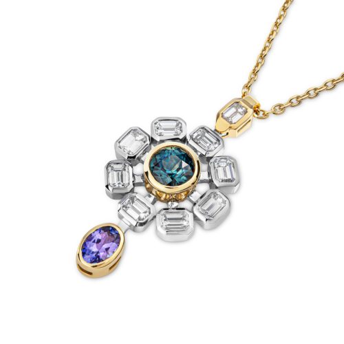 J3443 – JBC – Diamond Sapphire and Tanzanite Pendant – Low Res