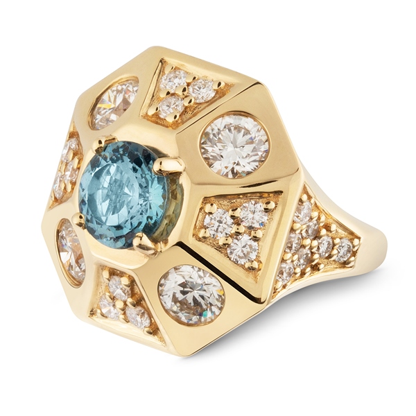 Custom aquamarine and diamond ring by Battersea bespoke jeweller W&W Jewellery