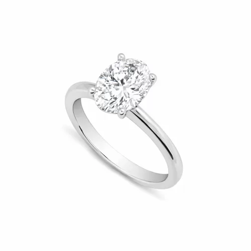 Oval Diamond Solitaire Engagement Ring in Platinum