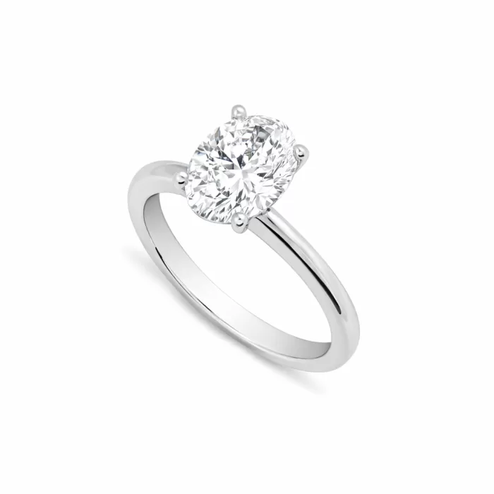 Oval Diamond Solitaire Engagement Ring in Platinum