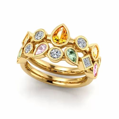 Bespoke Multi Gemstone Eternity Ring and Sketch