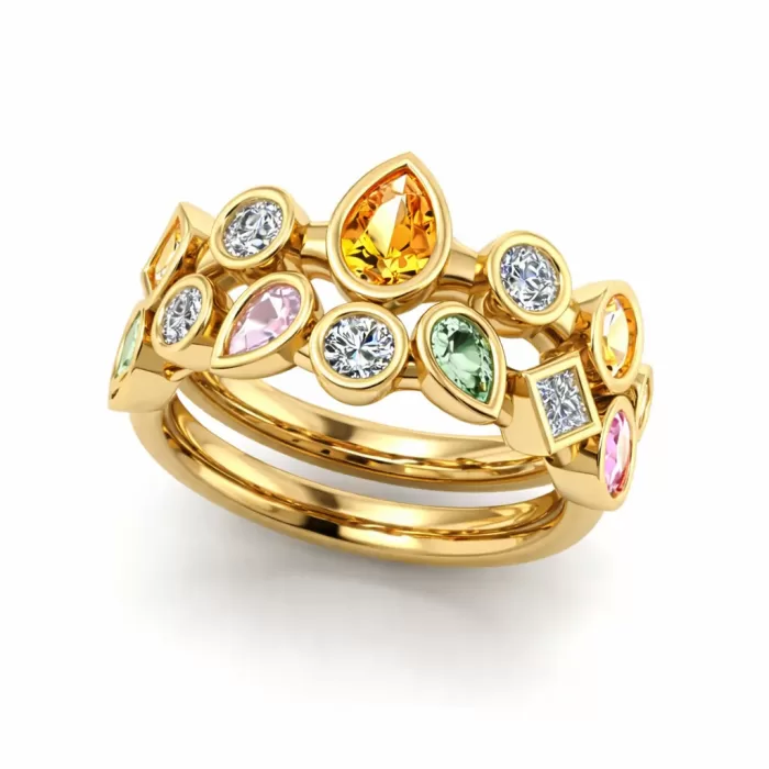 Bespoke Multi Gemstone Eternity Ring and Sketch