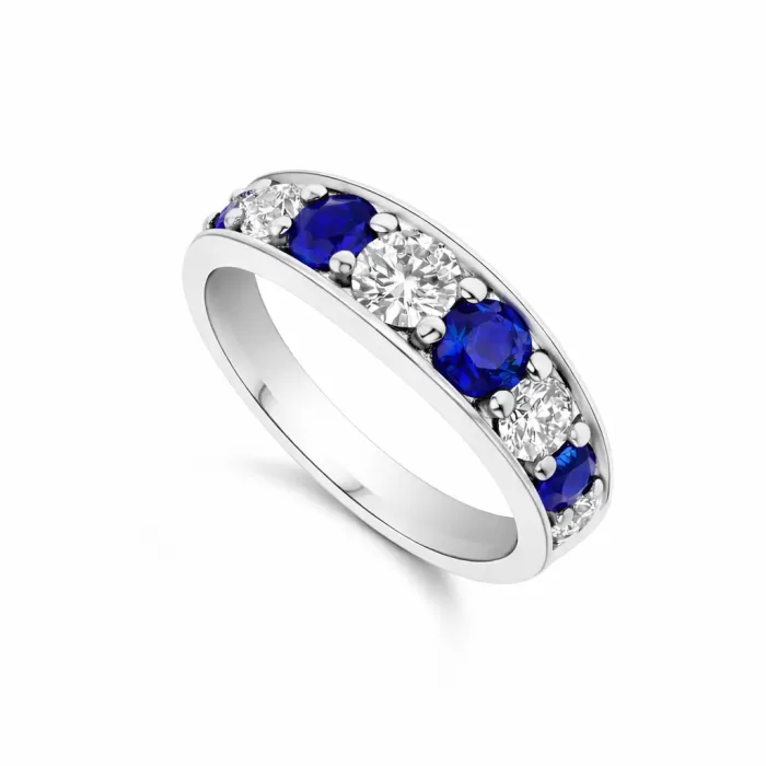 PLATINUM SAPPHIRE AND DIAMOND BESPOKE ETERNITY RING