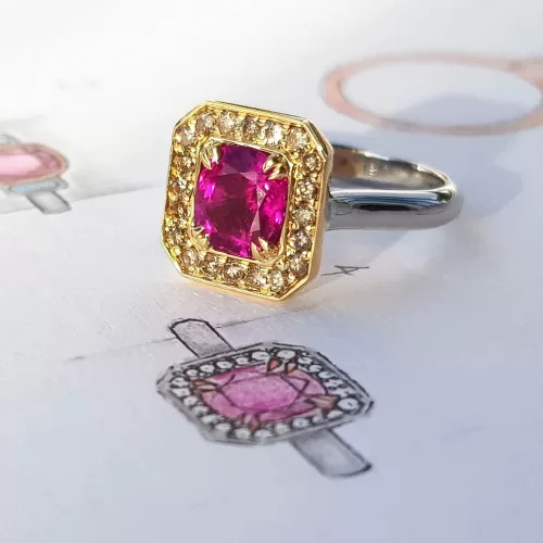Exclusive bespoke ring and design sketches