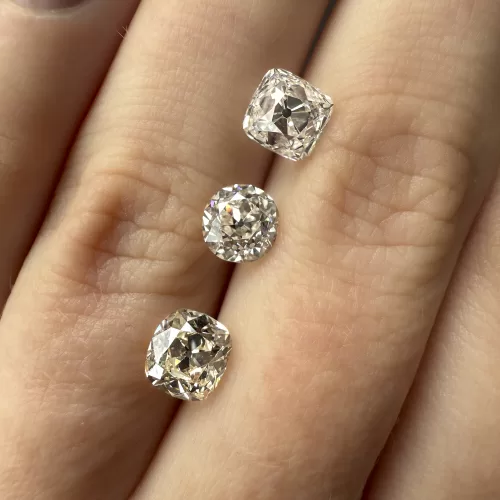 Old Cut Diamond Custom Three Stone Engagement Ring