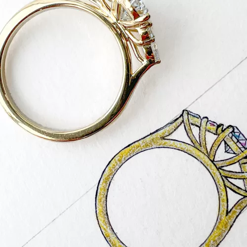 Custom Jewellery Through View Sketch & Ring