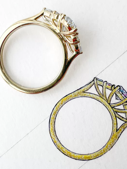 Custom Jewellery Through View Sketch & Ring