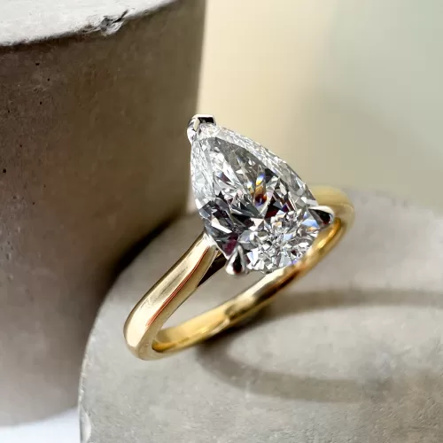 Pear Cut Diamond Solitaire Engagement Ring