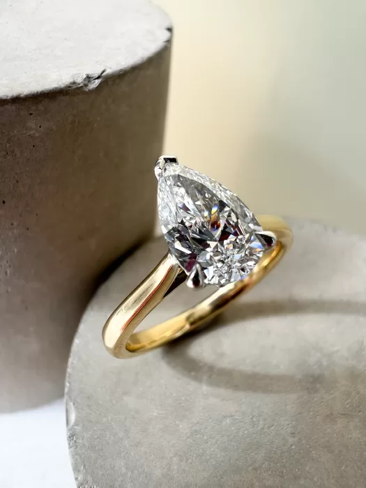 Pear Cut Diamond Solitaire Engagement Ring