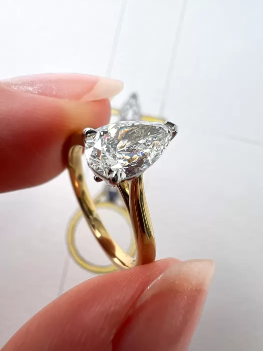 Pear Cut Diamond Solitaire Engagement Ring