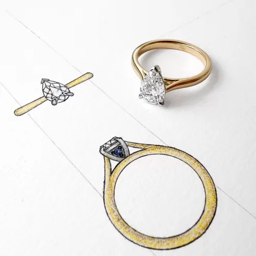 Pear Cut Diamond Solitaire Engagement Ring