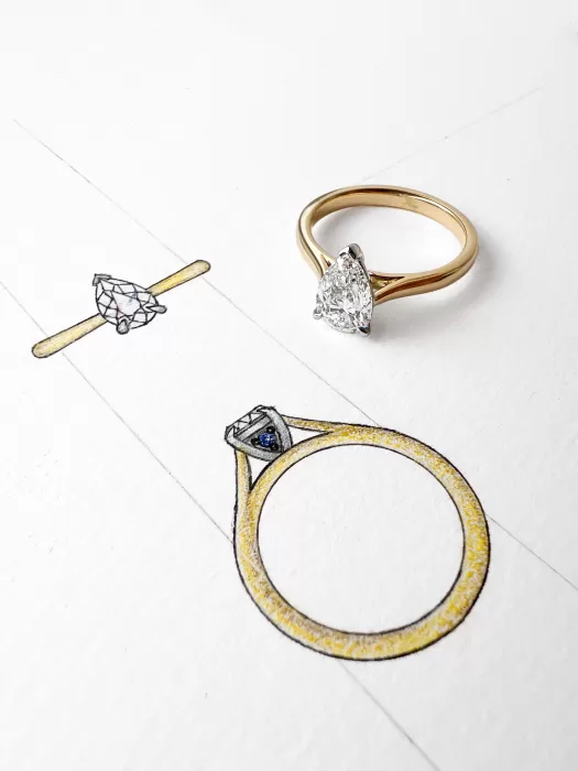 Pear Cut Diamond Solitaire Engagement Ring