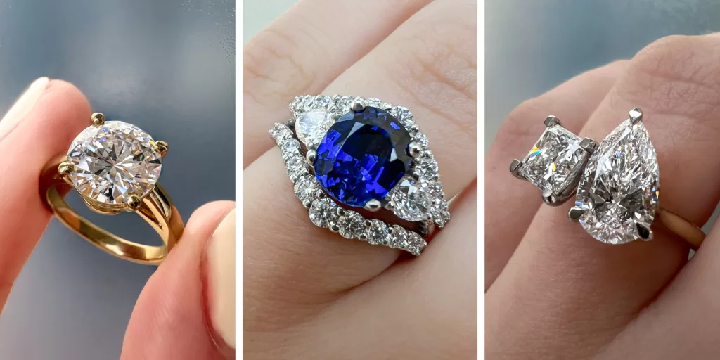 Collection of bespoke engagement rings by W&W Jewellery in London