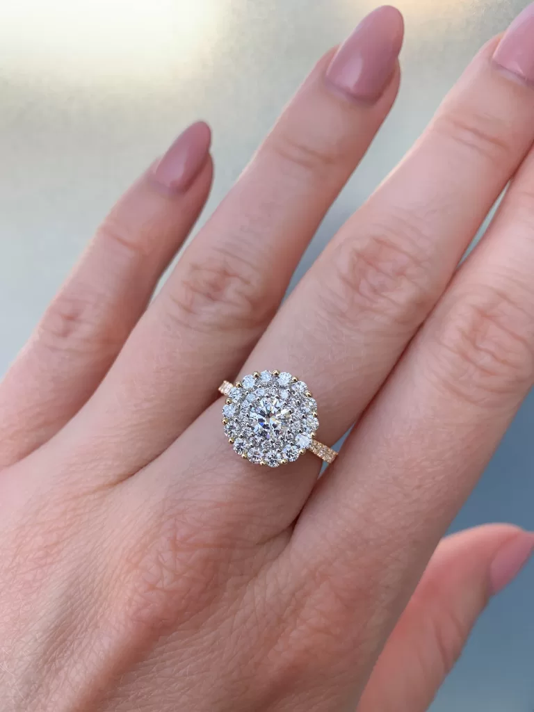 Diamond Double Halo Custom Engagement Ring