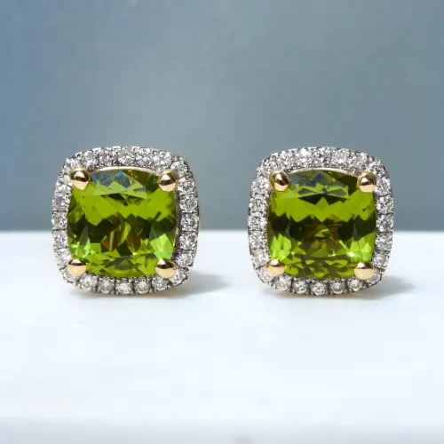 Peridot Studs and Diamond Jackets
