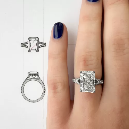 Radiant-cut bespoke engagement ring