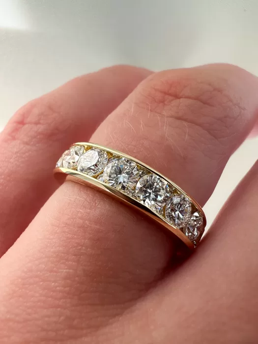 Bespoke Eternity Style Diamond Engagement Ring on hand