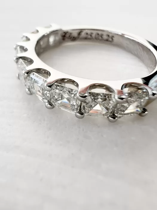 Asscher Cut Diamond Bespoke Wedding Ring close up