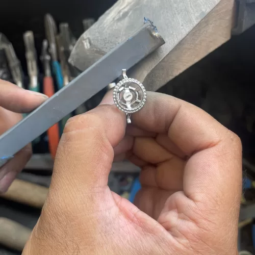 Bespoke Pearl and Diamond Halo Dress Ring