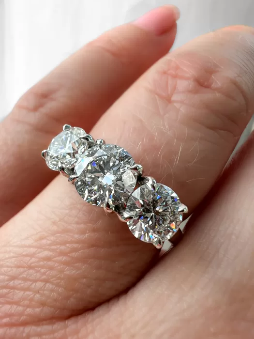 Diamond Three Stone One-of-a-kind Engagement Ring on hand