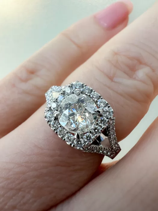 Old Cut Diamond Dress Ring worn on finger