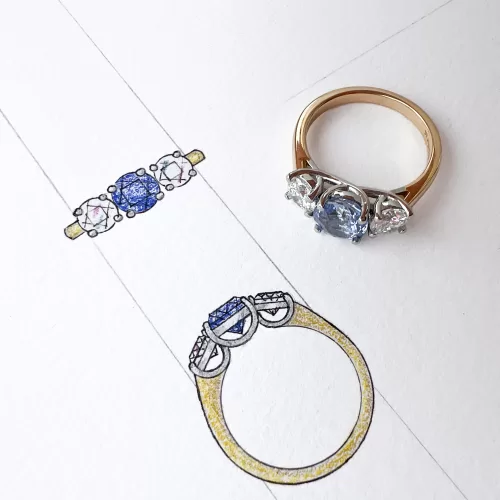 Sapphire Three Stone Bespoke Engagement Ring
