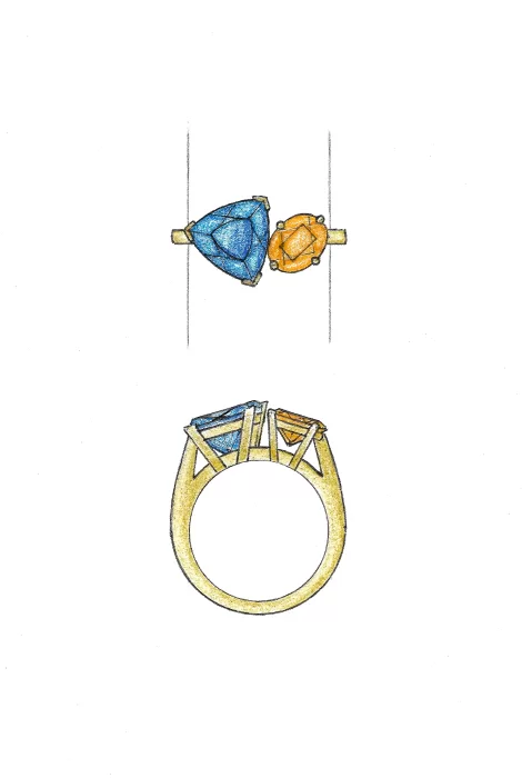 Toi et Moi Custom Dress Ring sketch