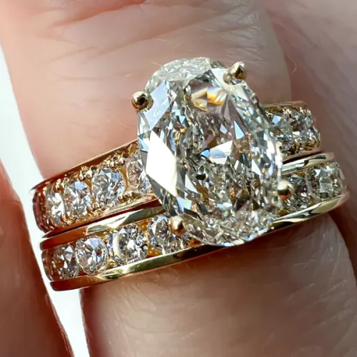 Custom Oval Diamond Engagement Ring and wedding rings